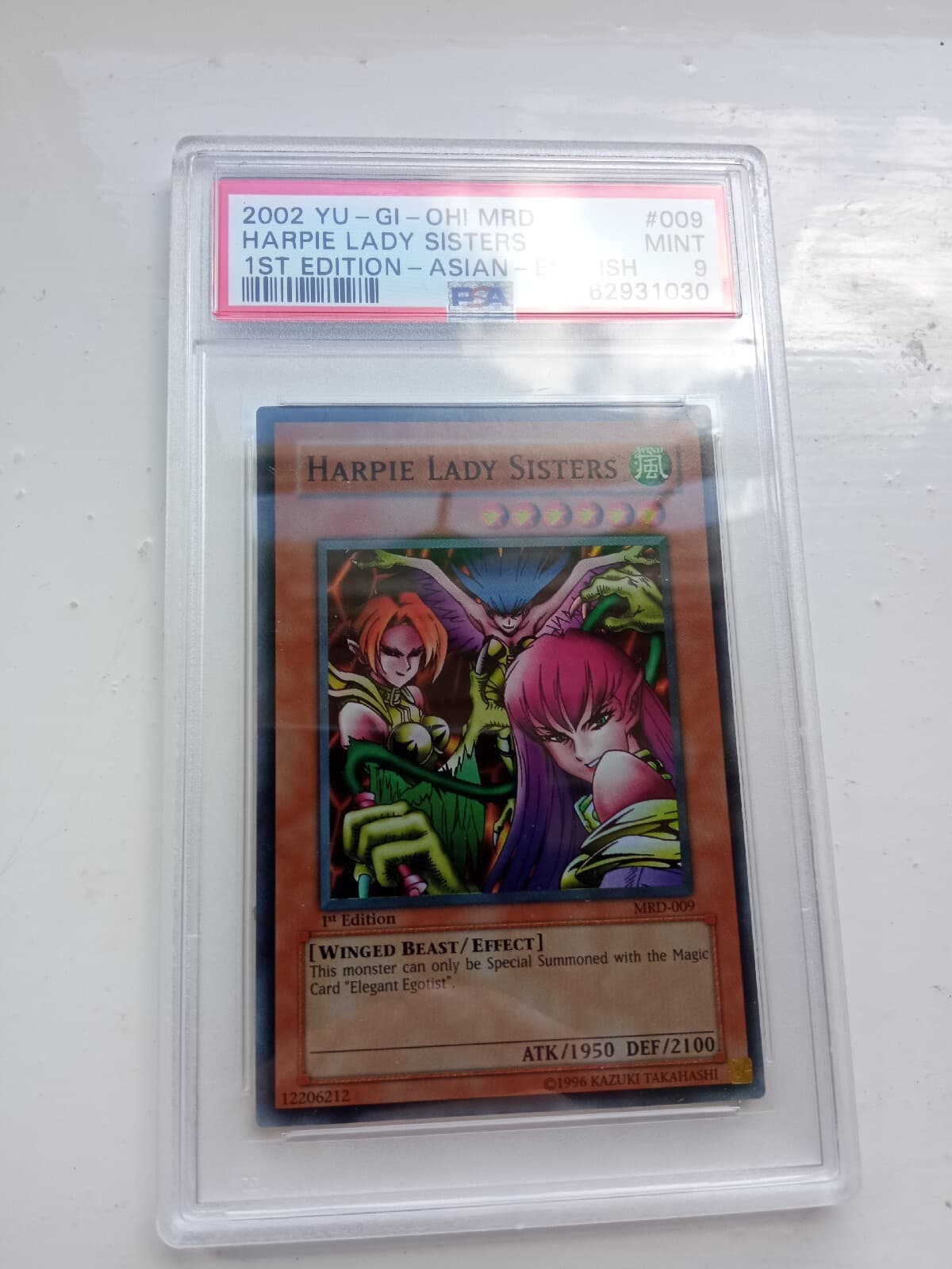 Yu-Gi-Oh! 2002 Harpie Lady Sisters MRD-009 Super Rare 1st Edition PSA 9 MINT AE
