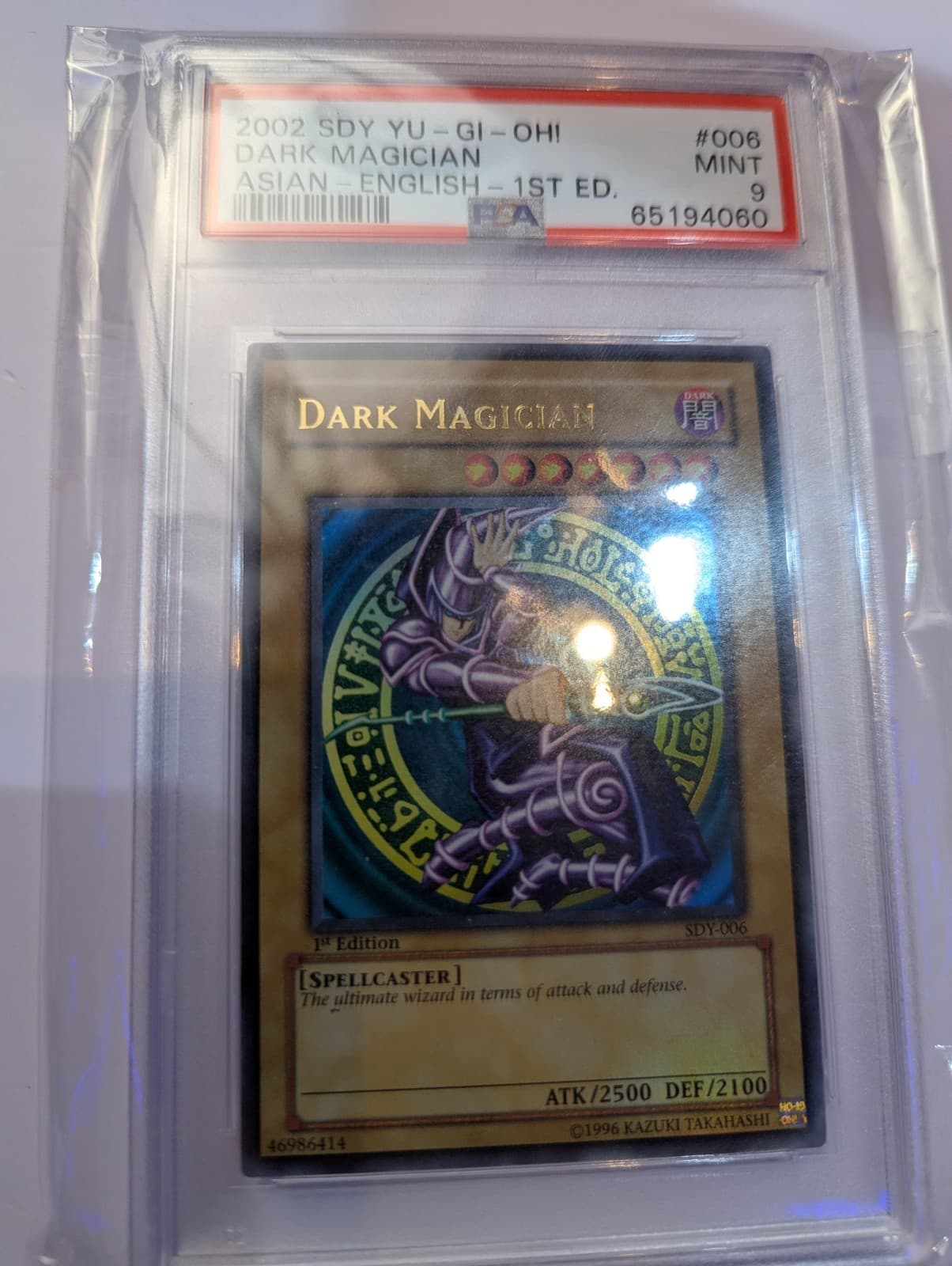 PSA 9 MINT Dark Magician SDY-006 1st Edition Asian English YuGiOh thumbnail 3