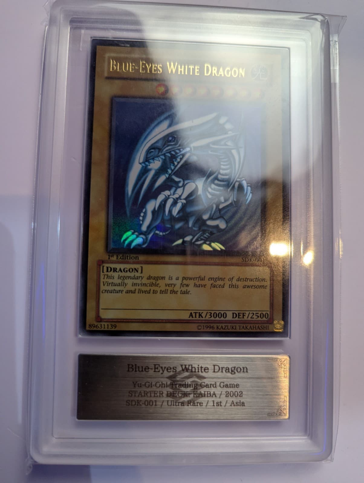 2002 Yu-Gi-Oh! Starter Deck Kaiba 1st Ed Blue-Eyes White Dragon SDK-001 ARS 9 AE thumbnail 2