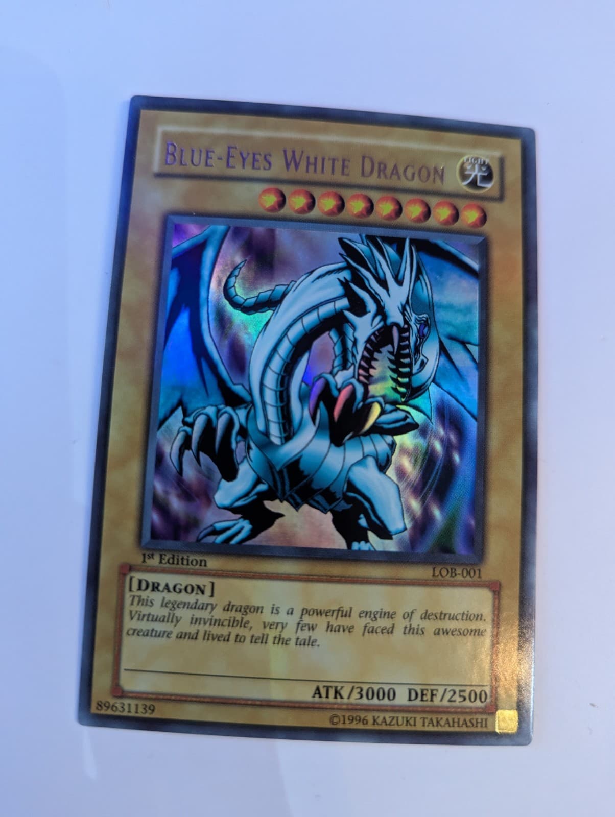 2002 Yu-Gi-Oh! Blue Eyes White Dragon LOB-001 1st Edition Asian English Yugioh thumbnail 3