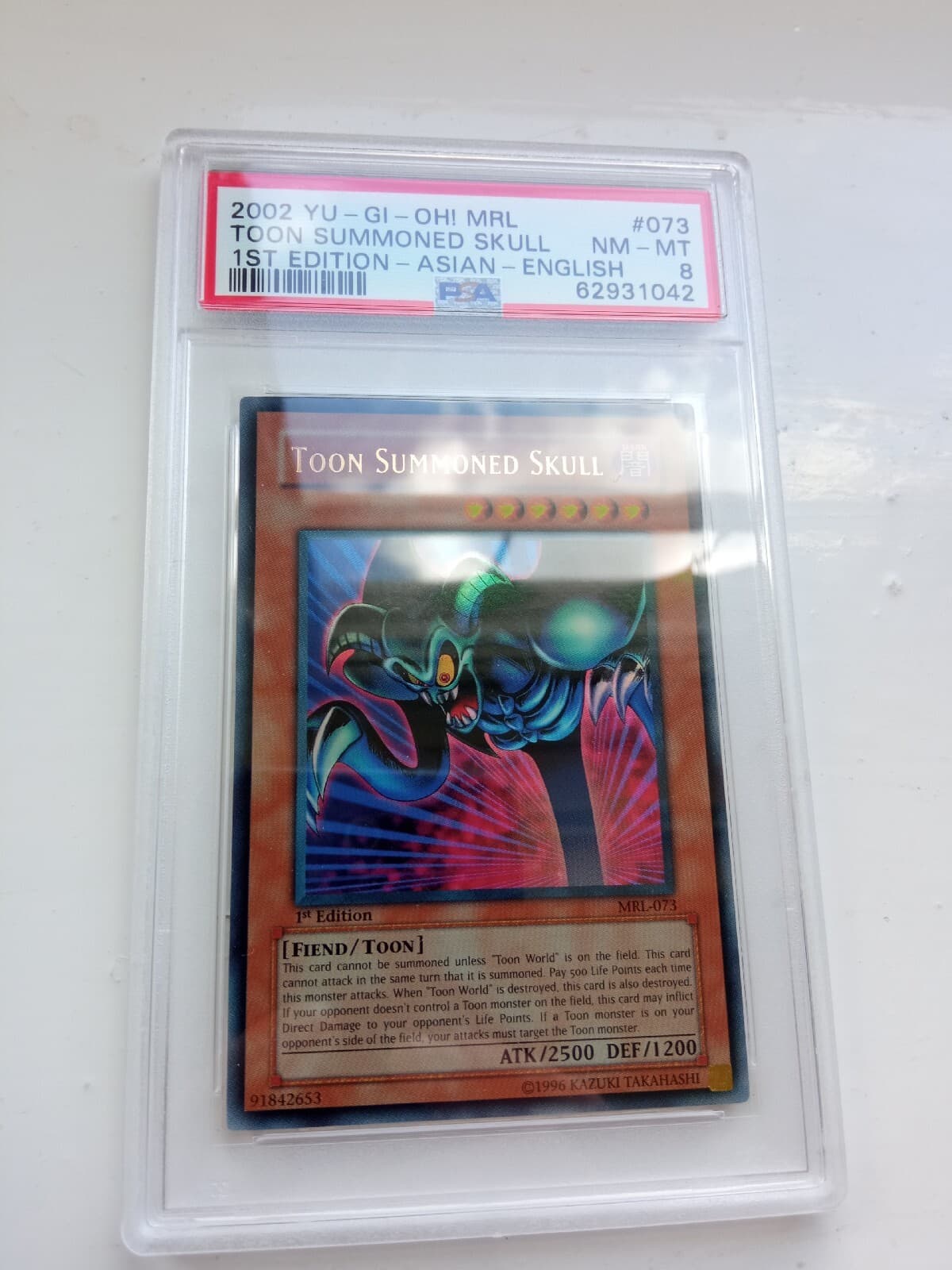 Yu-Gi-Oh! Toon Summoned Skull 1st Edition Ultra Rare MRL-073 PSA 8 AE