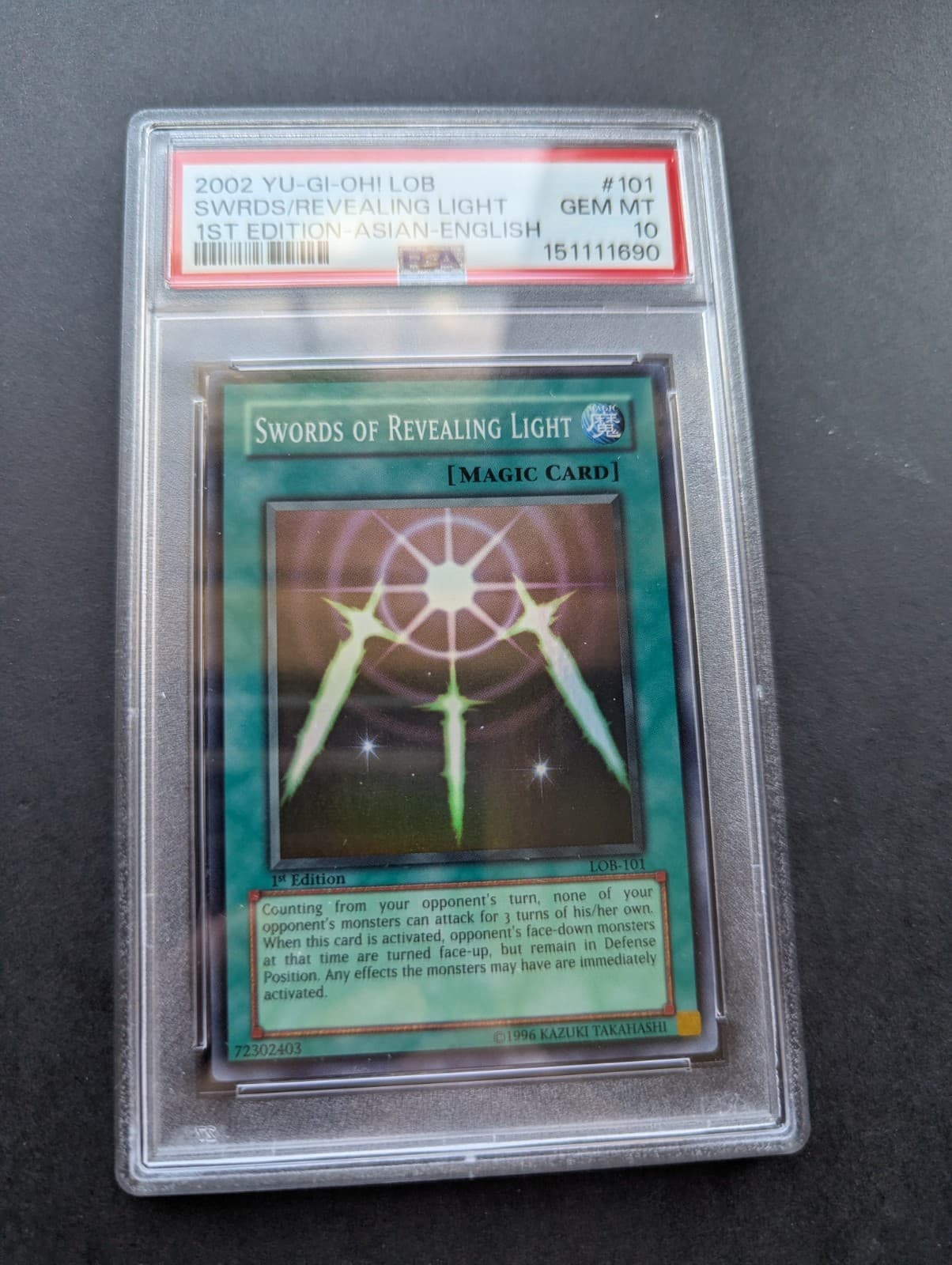 Swords Of Revealing Light LOB-101 Super Rare 1st Edition Yugioh PSA 10 AE
