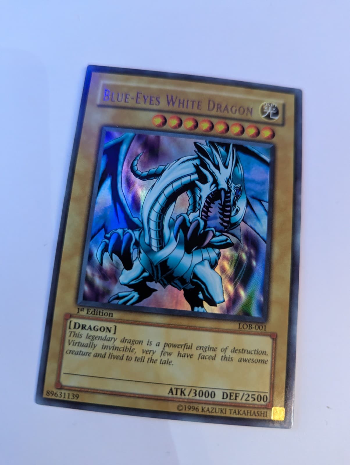 2002 Yu-Gi-Oh! Blue Eyes White Dragon LOB-001 1st Edition Asian English Yugioh