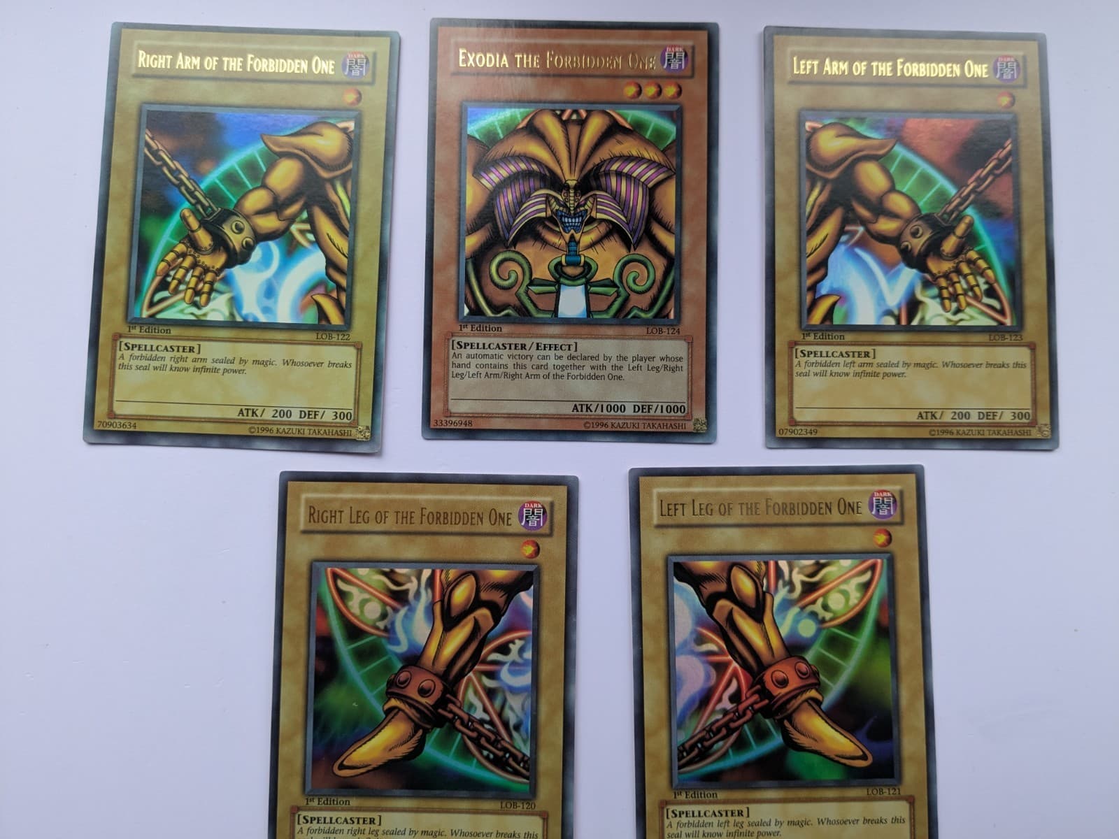 Lot(5) 2002 Yu-Gi-Oh! LOB 1st Edition Exodia The Forbidden One Full Set AE